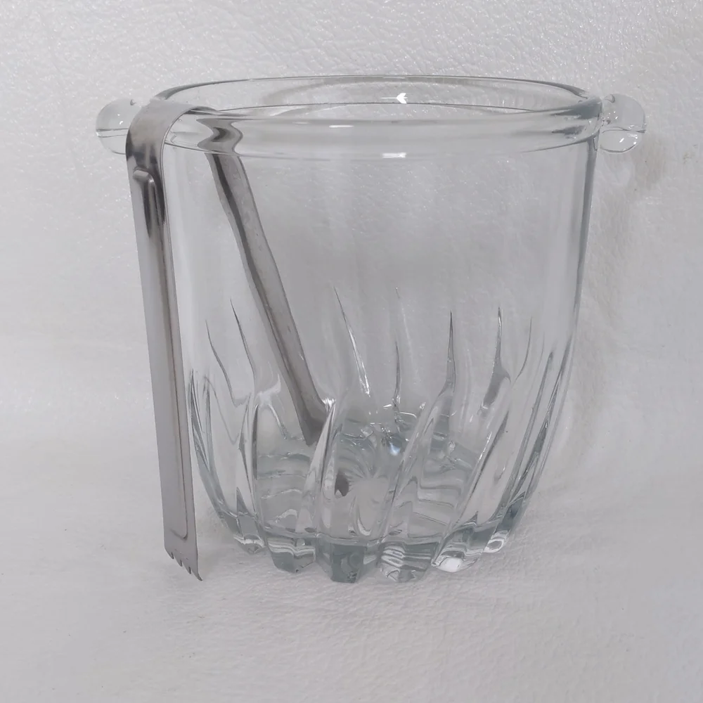 Mini Glass Ice Bucket with Tongs